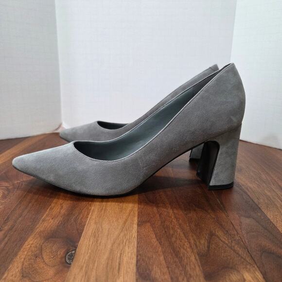 Marc Fisher Clint Gray Suede Block Heels Pointed Toe Suede Size 11 - Picture 3 of 10